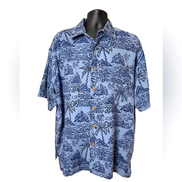 Kahala 100% silk Hawaiian style button down shirt men’s size L - Picture 1 of 8